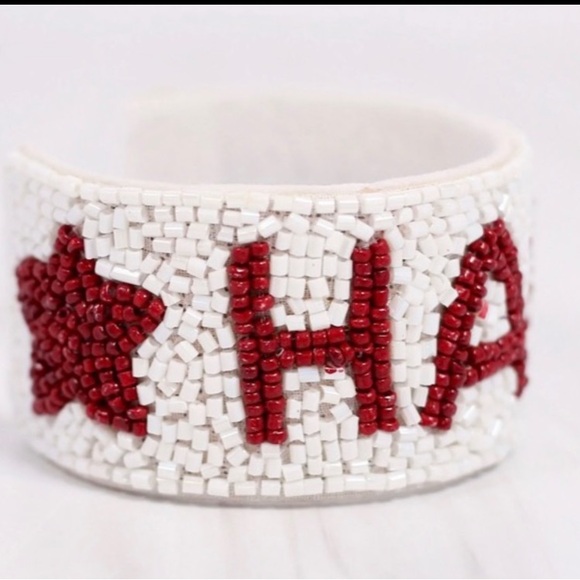 🎉♥️ NEW Mississippi State Hail and Stars Game Day Beaded Cuff Bracelet - Picture 2 of 4